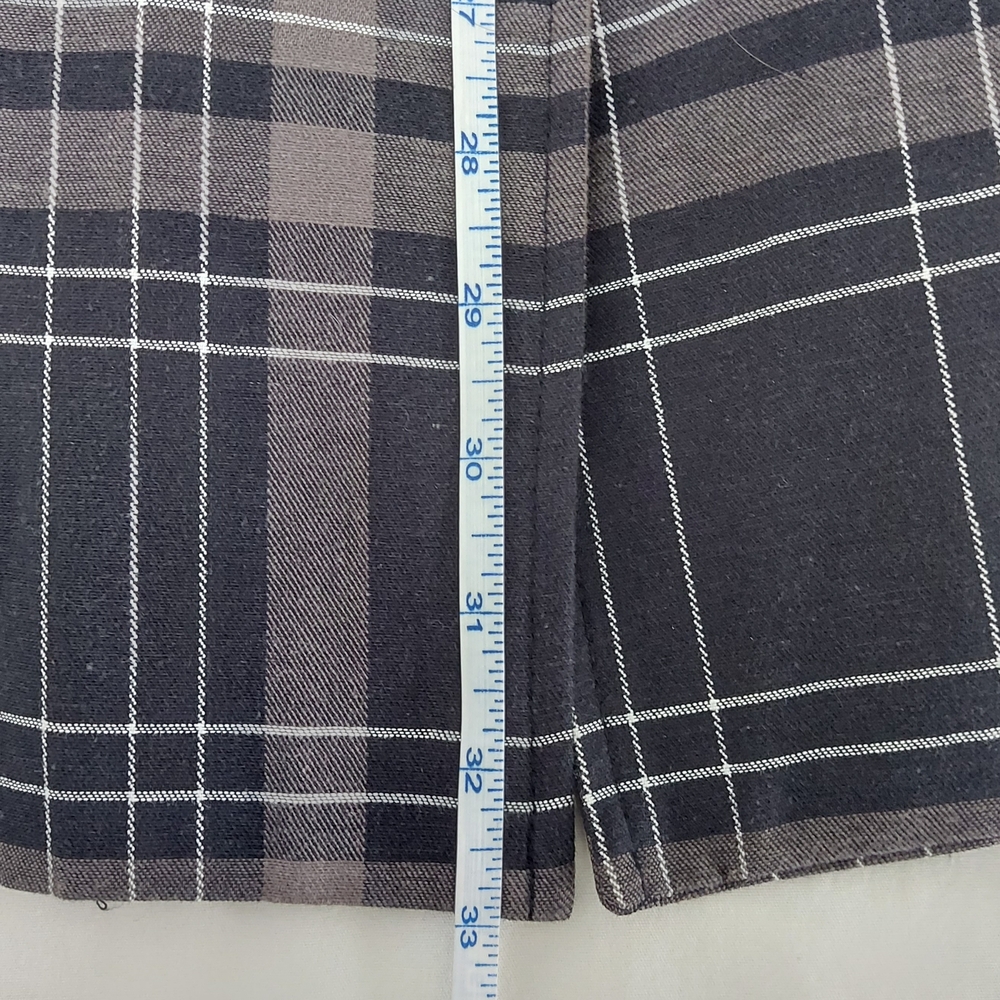 Woman's Black & Gray Plaid Trench Coat with Belt - Picture 8 of 11